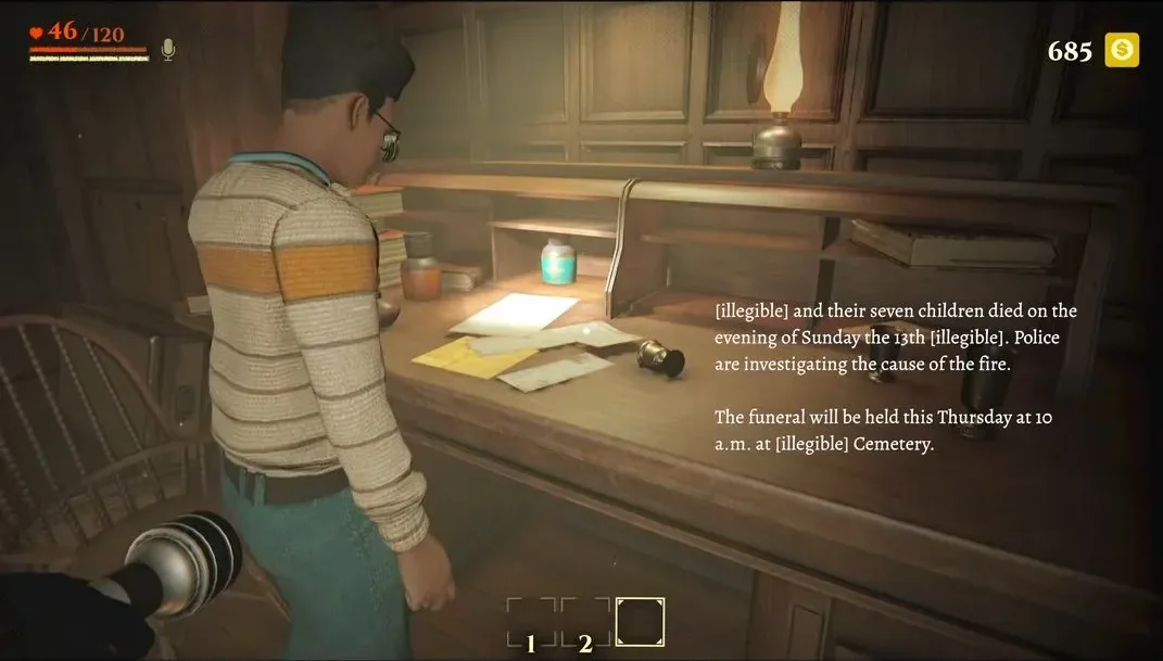 Invokyr safe clue: the desk note about seven children dying on Sunday the 13th and a Thursday funeral