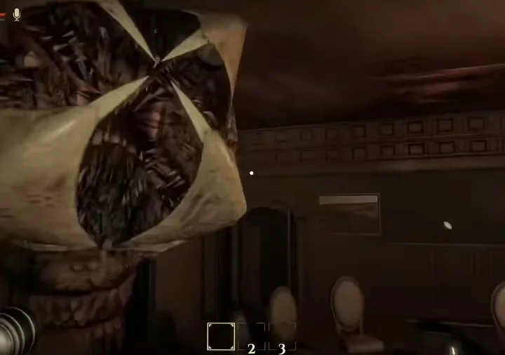 Invokyr Sandworm: the worm bursting up through the floor of a manor room